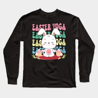 Easter Yoga Bunny Meditation Holiday Lover Harmony Long Sleeve T-Shirt